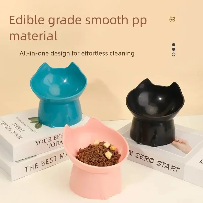 

New cat bowl with long ears and high feet bowl with cat and dog neck protection and anti-overturning plastic raised pet bowl
