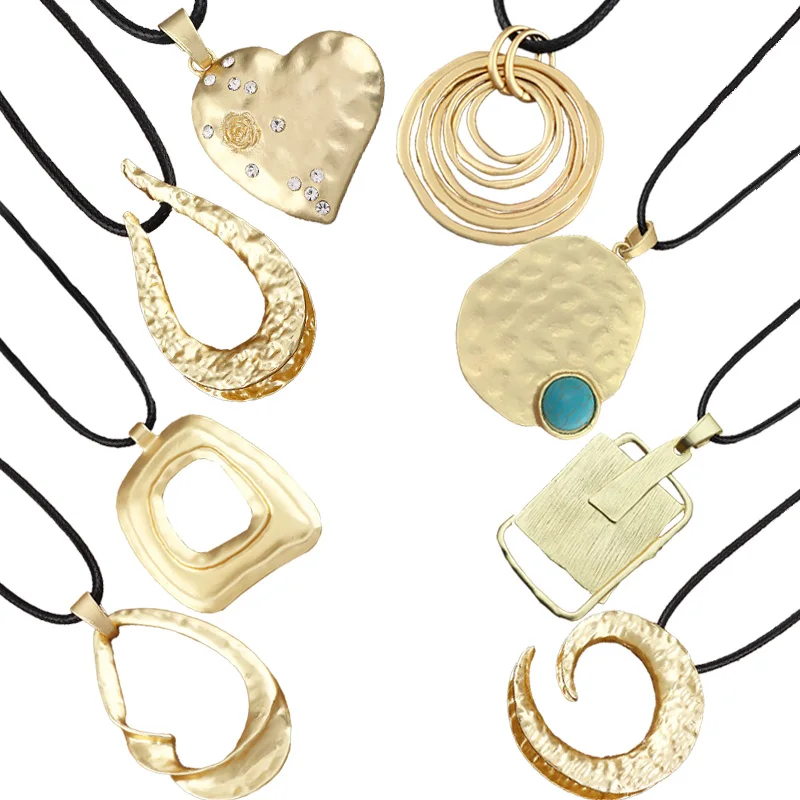 1 قطعة بوهو شيك قلادة ذهبية أنيقة على حبل شمع طويل سلسلة سترة عصرية قلادة مجوهرات هدية لصديق ، هدايا زوجين