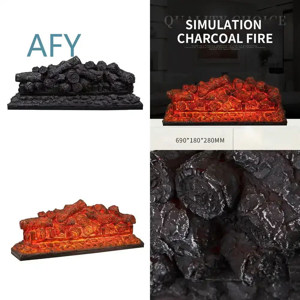 Electric Fireplace Log Set for Electric Fireplaces Simulated Charcoal Fire Pile Fireplace Insert with Crackling Sound Remote