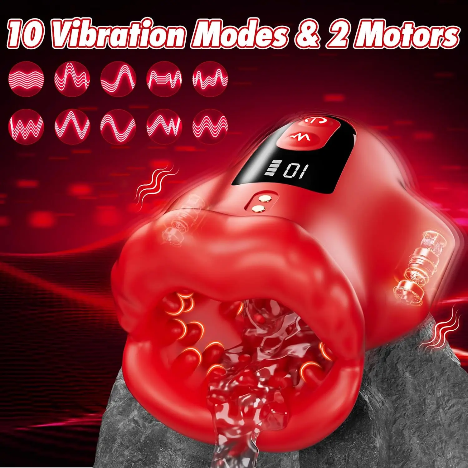 ألعاب جنسية للاستمناء هزاز للرجال - مهبل جيب هزاز للقضيب 360 درجة °   لعبة تغليف الديك للبالغين، 10 اهتزاز و2 Mot #3