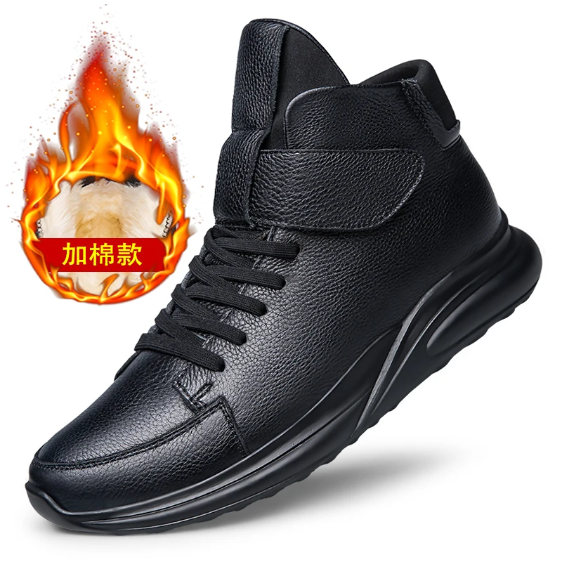 High Quality Men Business Cotton Shoes Soft Moccasin Shoes Comfortable Casual Shoe for Men Autumn Solid Black Men Sneakers Boots