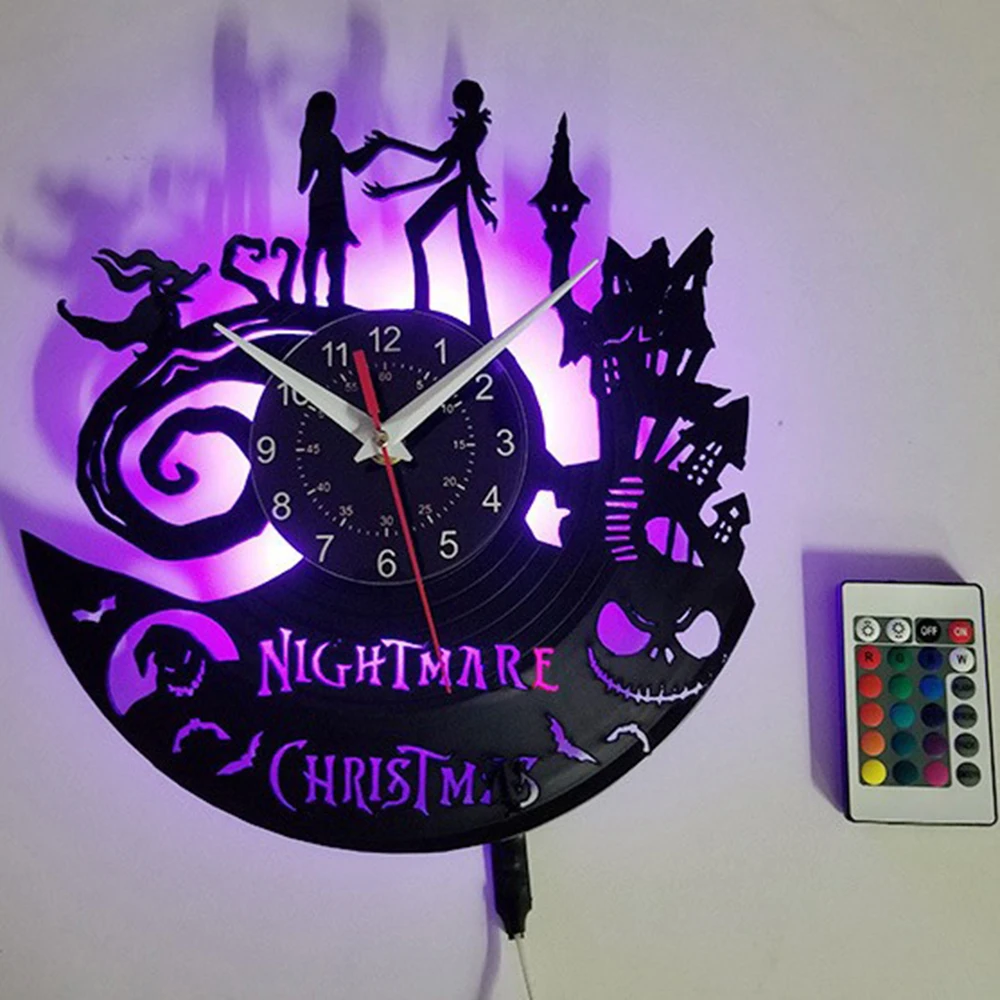 

ZK30 Nordic Creative Vinyl Record LED Night Light Bedroom Bar Background Wall Decoration USB Luminous Wall Clock Wall Lamp