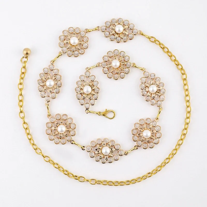 

Elegant and fashionable gold lady pearl waist chain