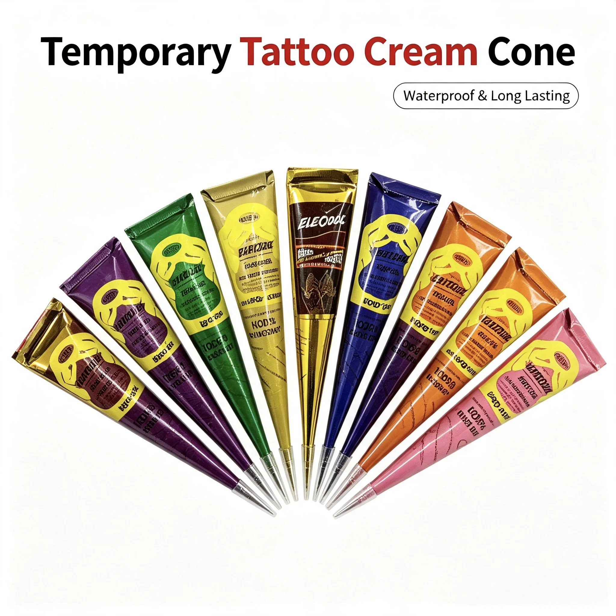 Colorful Henna Tattoo Ink Cream Indian Body Art Painting Paste Waterproof Temporary Tattoo Set for Hands and Skin