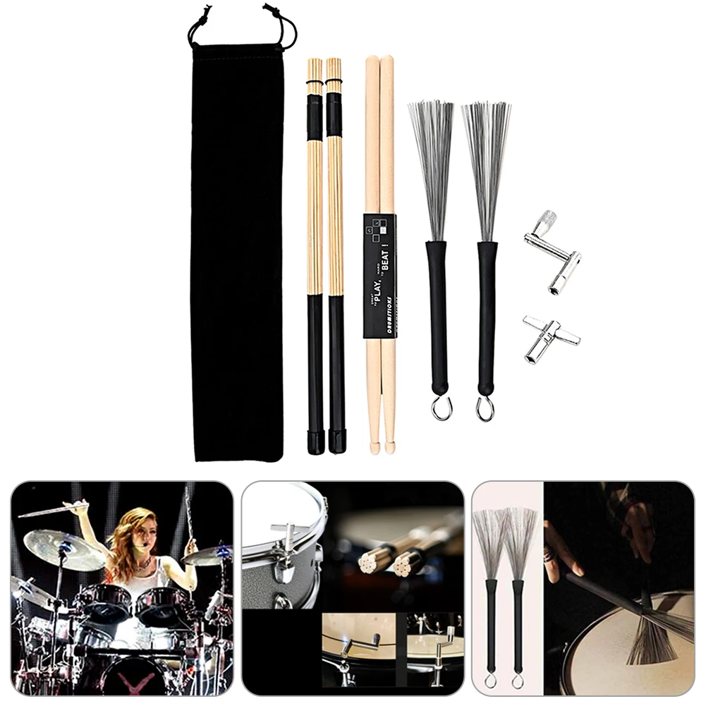 أفخاذ طبل فرشاة سلك المهنية قضيب طبل فرش قرع أداة الملحقات لمحبي الموسيقى الصوتية الجاز الشعبية