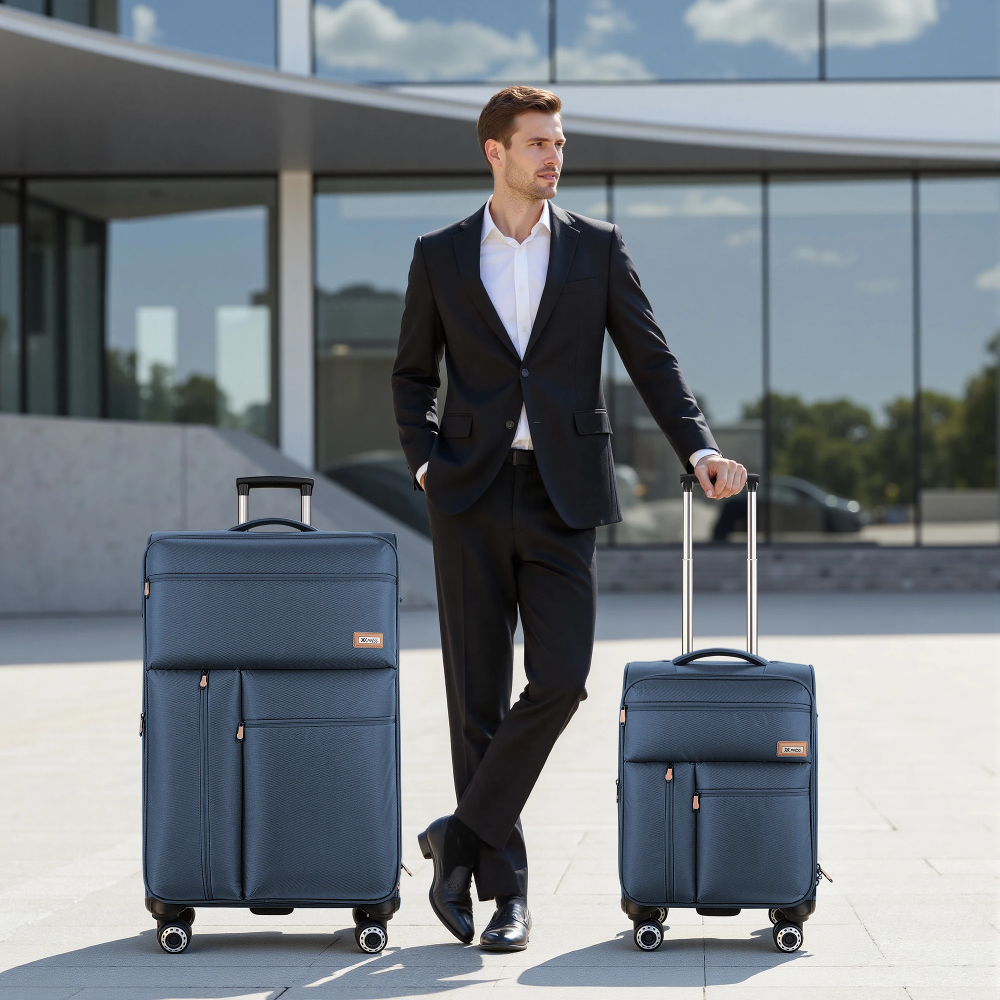 

2-Piece Softside Luggage Set Wear-Resistant Rolling Lightweight Softshell Suitcase 20in+26in/20in+30in wiht Spinner Wheels