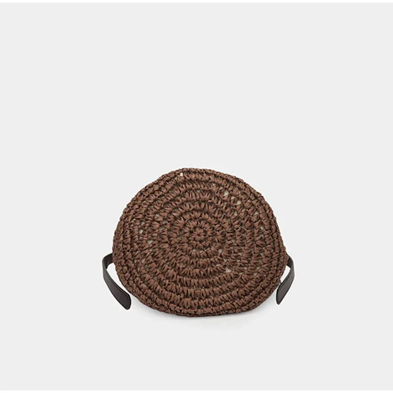 Gestreifte Colorblock-Strohtasche zum Umhängen, handgefertigte Bucket Bag für den Strandurlaub, Damen Sommer Casual Handtasche mit Farbkontrast – Detail 5