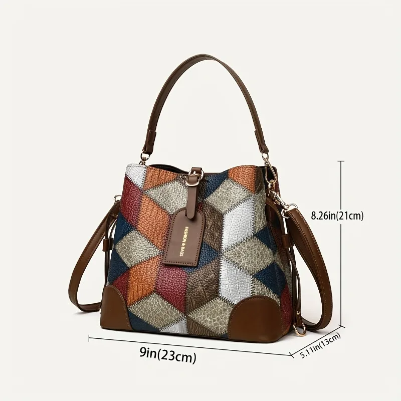 Vintage Umhängetasche für Damen, Kunstleder-Handtasche mit Obergriff und Abnehmbarem Schulterriemen, Große Kapazität Schultertasche – Detail 5