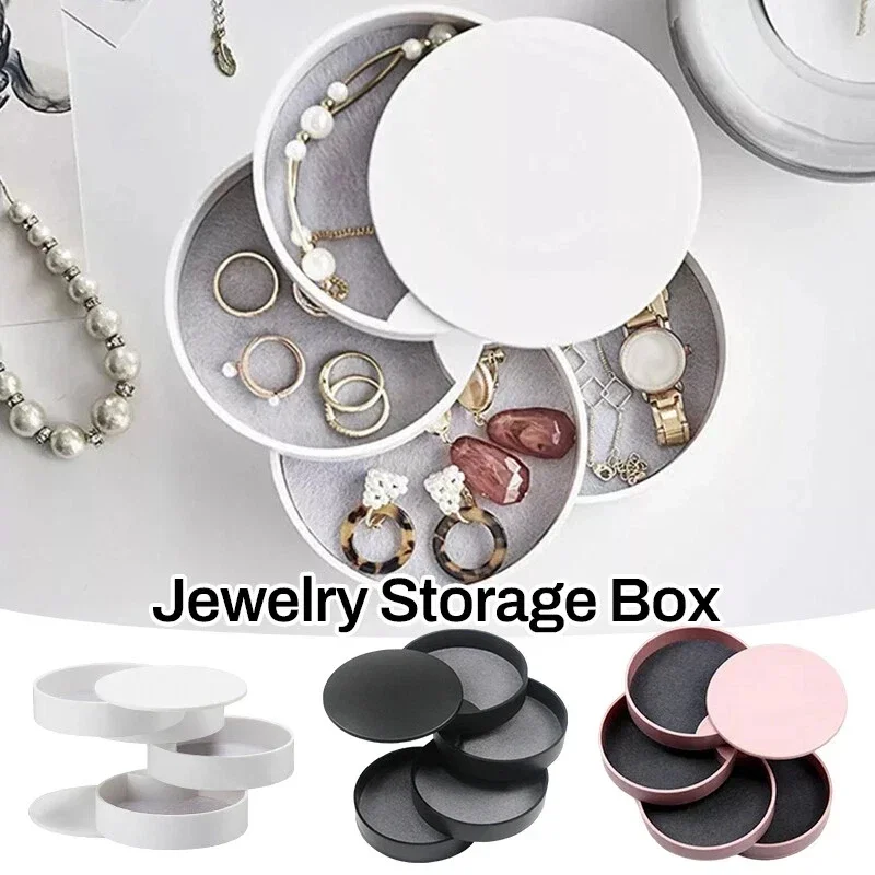 Jewelry Organizer Small Jewelry Storage Box 4-Layer Rotating Travel Jewelry Tray Holder for Bracelets Rings Bracelets Earrings