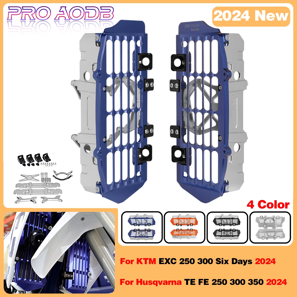 2024 New Motorcycle CNC Radiator Guard Grill Cover Protector Grille For KTM EXC 250 300 Six Days For Husqvarna TE FE 250 300 350