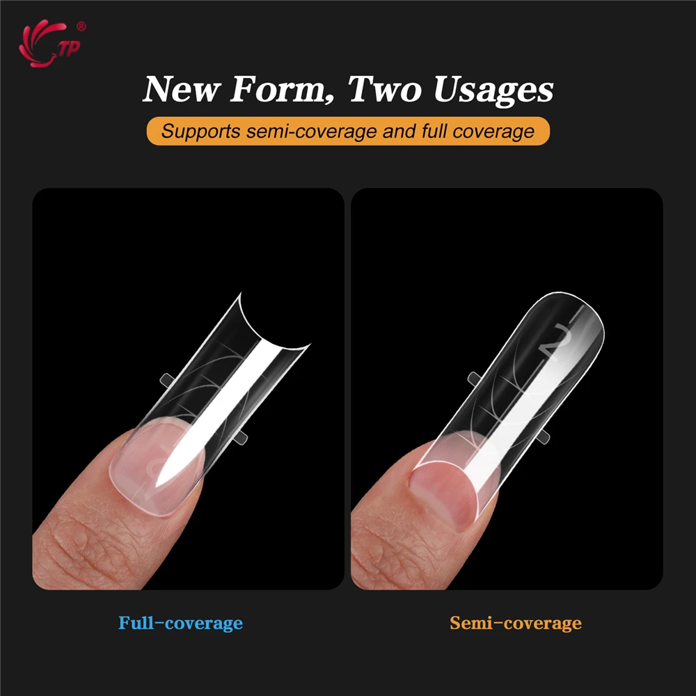 TP New 150pcs Dual Forms Toe Nail Molds Two Usages Acrylic Full Cover Poly Nail Gel Nail Extension Molds Reusable Nail Top Forms