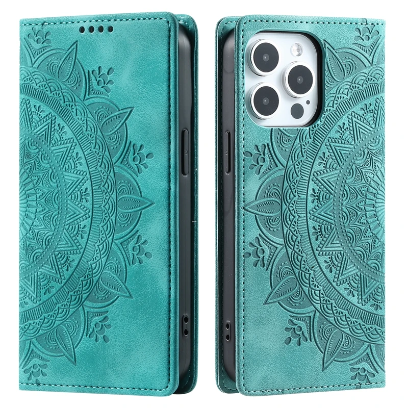 Magnetic Case For iPhone 15 Pro Max Case Mandala Leather Cover For iPhone 15 14 7 8 Plus 11 12 13 Pro Max X XS XR SE 2022 Fundas