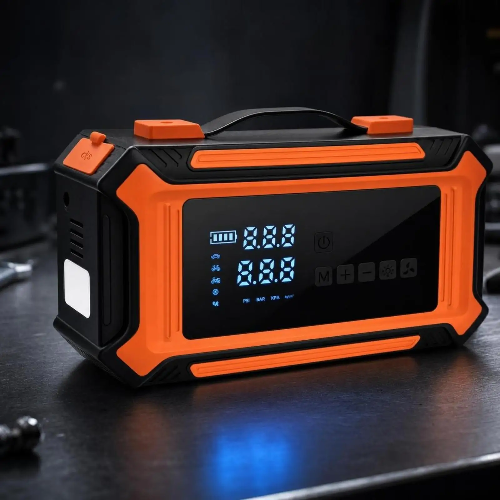 Portable Vehicle Emergency Pump with Tire Inflator and Jump Starter for Car Roadside Assistance Kit