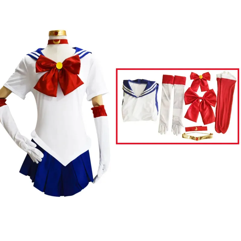 Anime Sailor Moon Costume Cosplay Tsukino Usagi Uniforme Abiti Cosplay Parrucca gialla Halloween Carnivl Party Donna Bambini