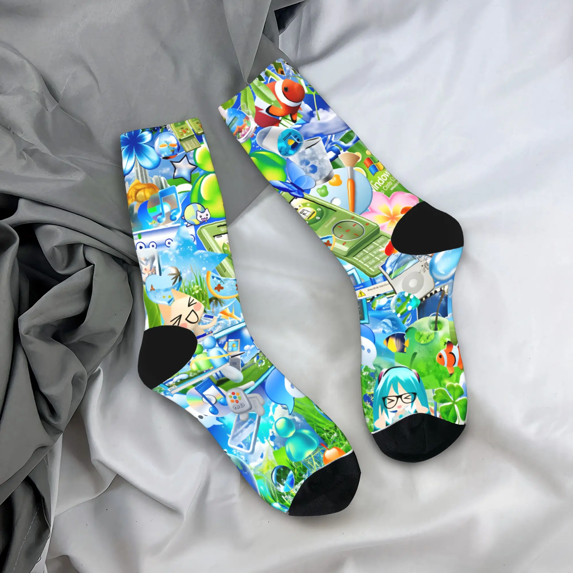 Men Socks Funny Goose Got Too Silly  Stockings Anti Sweat Soft Socks Autumn Kawaii Pattern Outdoor Socks