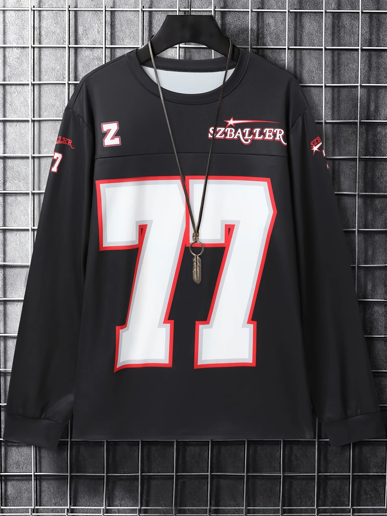 تي شيرت رجالي للشارع الرجبي، تي شيرت رياضي وترفيهي بأكمام طويلة سريع الجفاف، مقاس 77 زي كرة #1