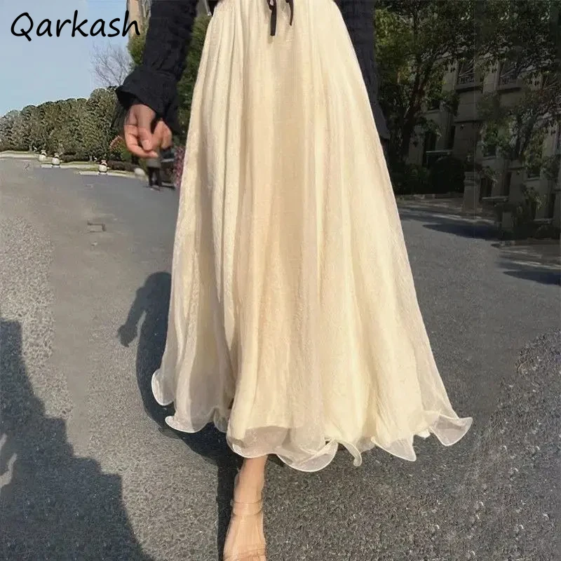 

Юбки миди женские элегантные с волнистым вырезом шикарные чистые темпераментные летние с высокой талией отпуск дизайн эстетические Faldas Fairycore универсальные Ins