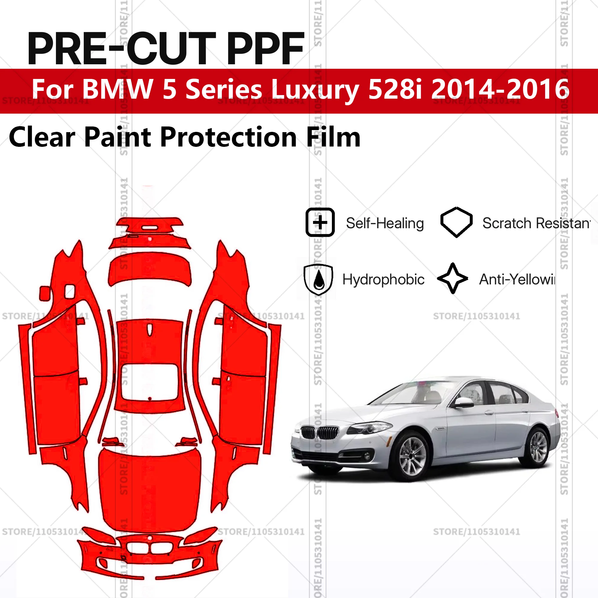 

Pre-Cut Paint Protection Film PPF Transparent Car Film Automotive PPF Full Vehicle For BMW 5 Series Luxury 528i 2014-2016