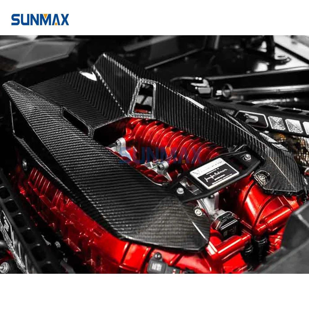 

Sunmax for Chevrolet Corvette C8 Z06 2023 2024 Car Engine Cover Trim Accessories Real Carbon Fiber