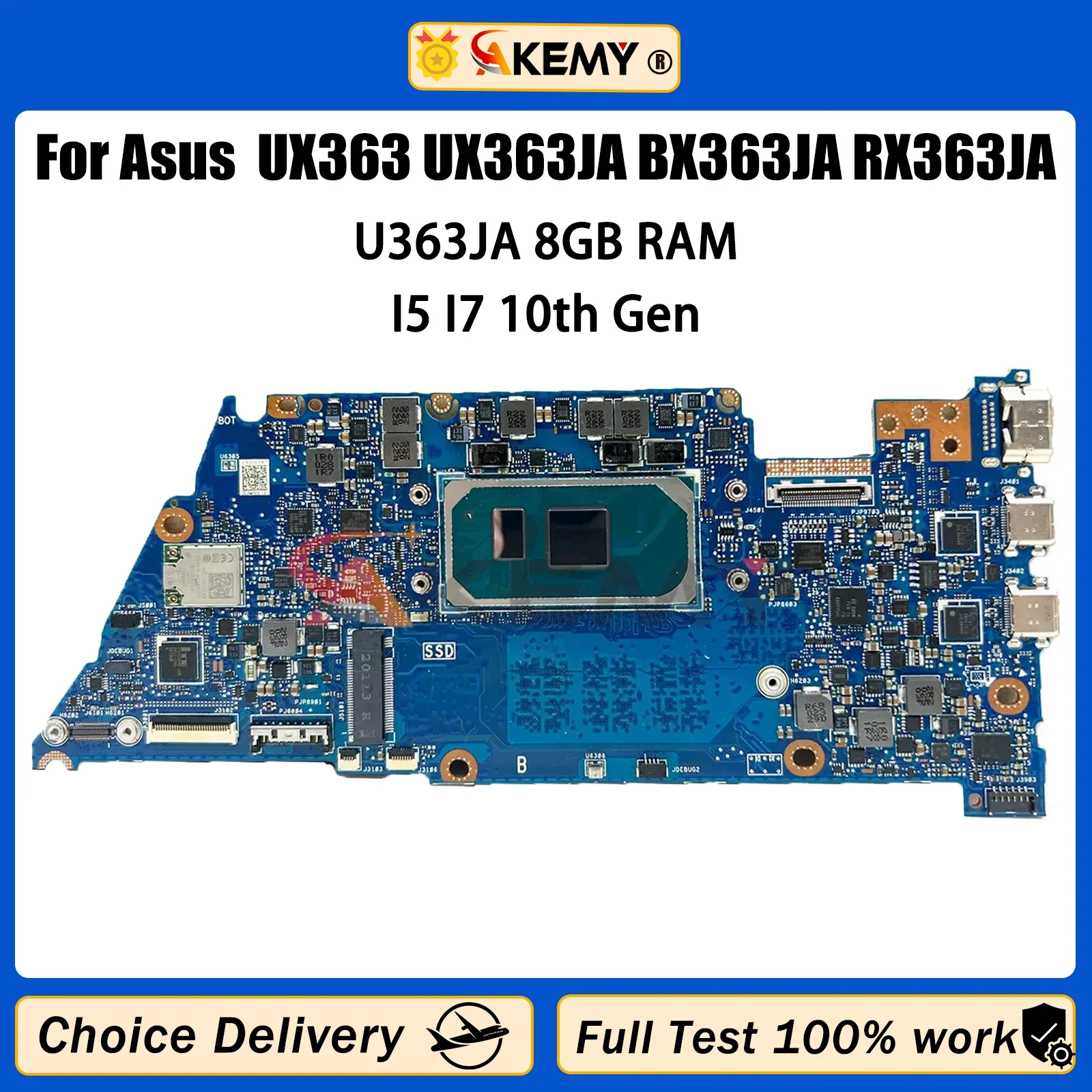 

Akemy UX363JA Laptop Motherboard For Asus Zenbook Flip 13 UX363 UX363JA BX363JA RX363JA Mainboard With i5 i7 10th Gen CPU 8G RAM