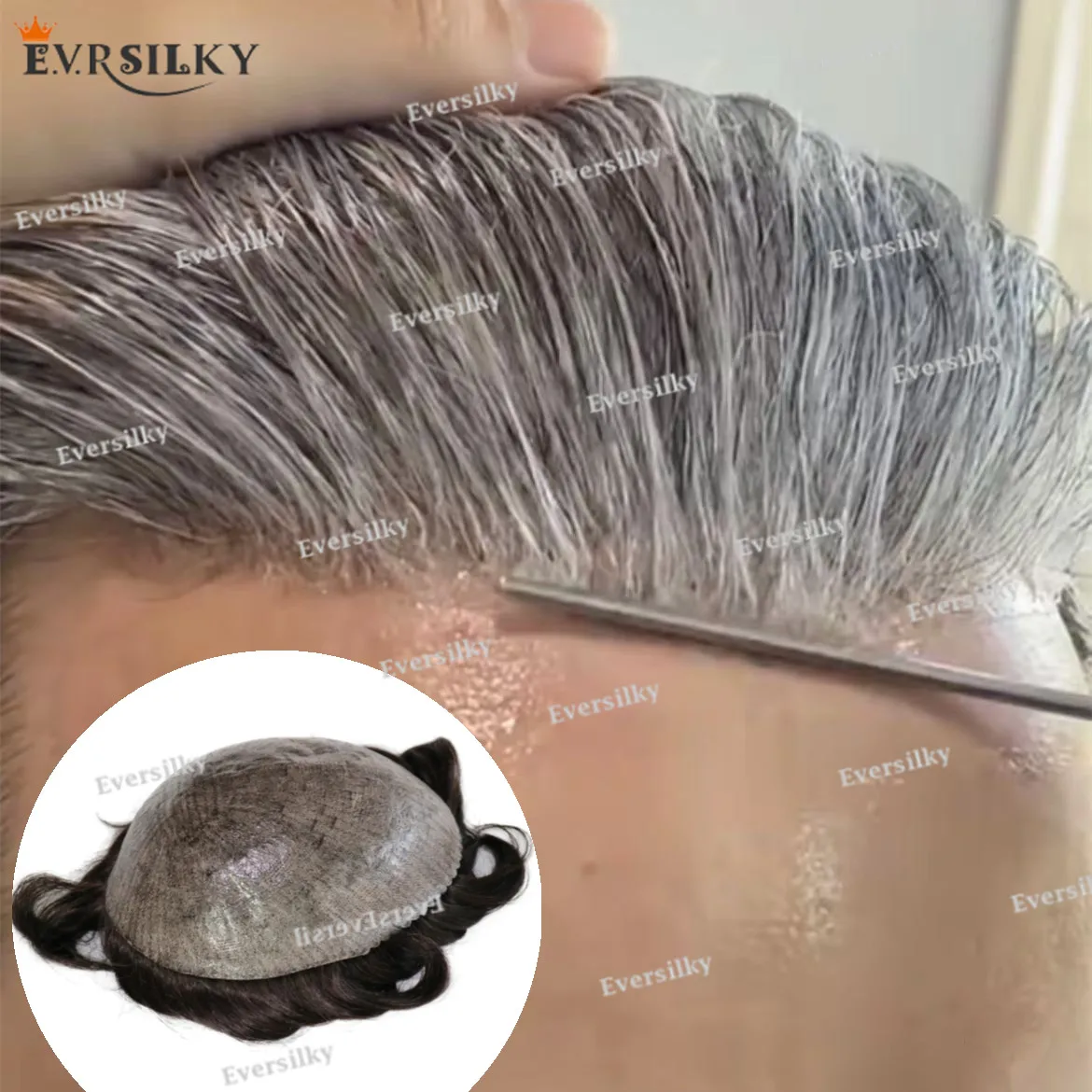 

Super durable Mens Toupee Natural Hairline Gray Black Human hair wig Thin skin PU Brown 100% human hair wig Capillary prosthesis