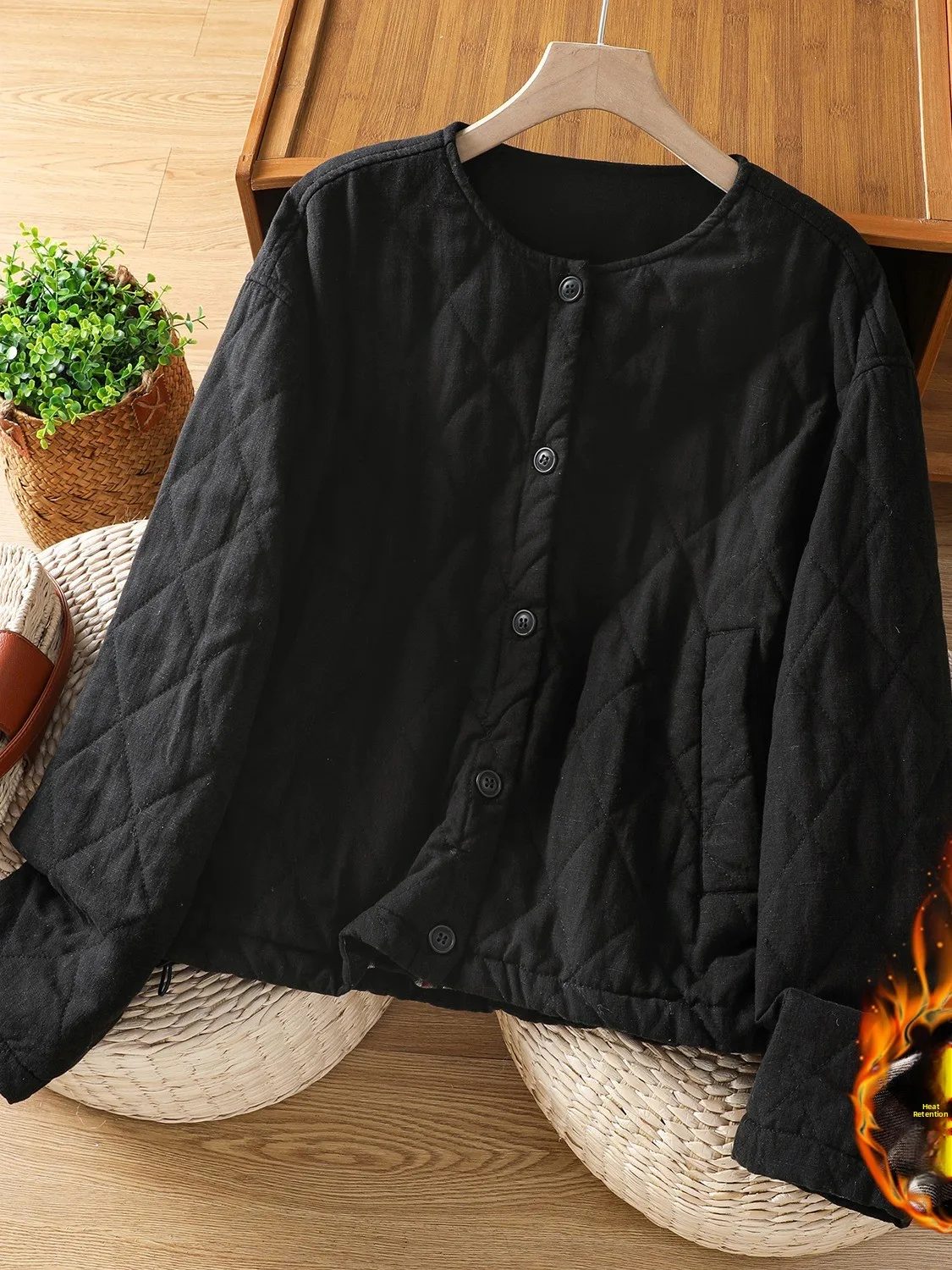 High-End Artistic Diamond Pattern Unisex Thickened Winter Cotton Jacket Women's Warm Fluffy Large Size Casual Style Coat