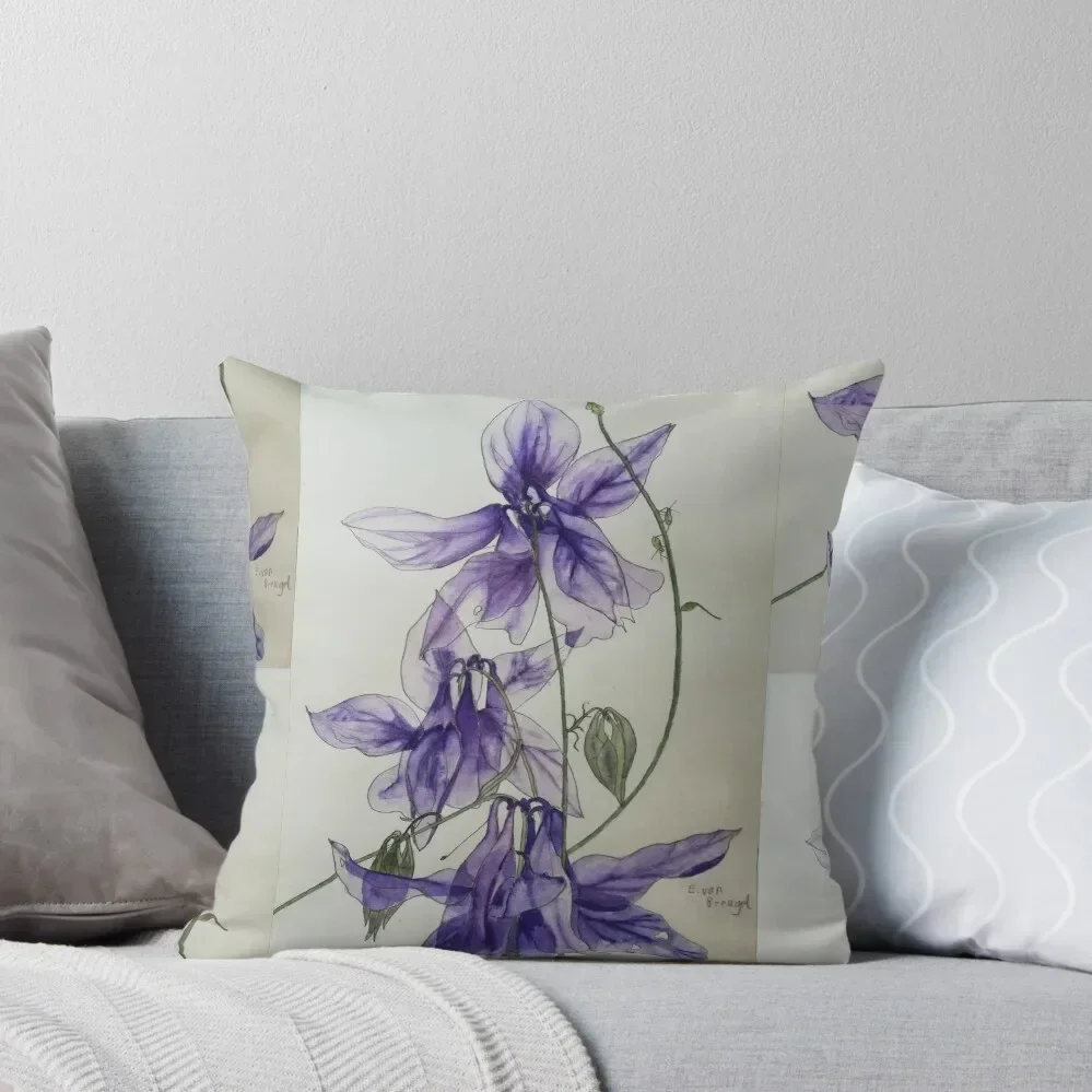 Aquilegia columbine blue watercolour painting Throw Pillow Christmas Throw Pillows Covers Cushions For Decorative Sofa pillow