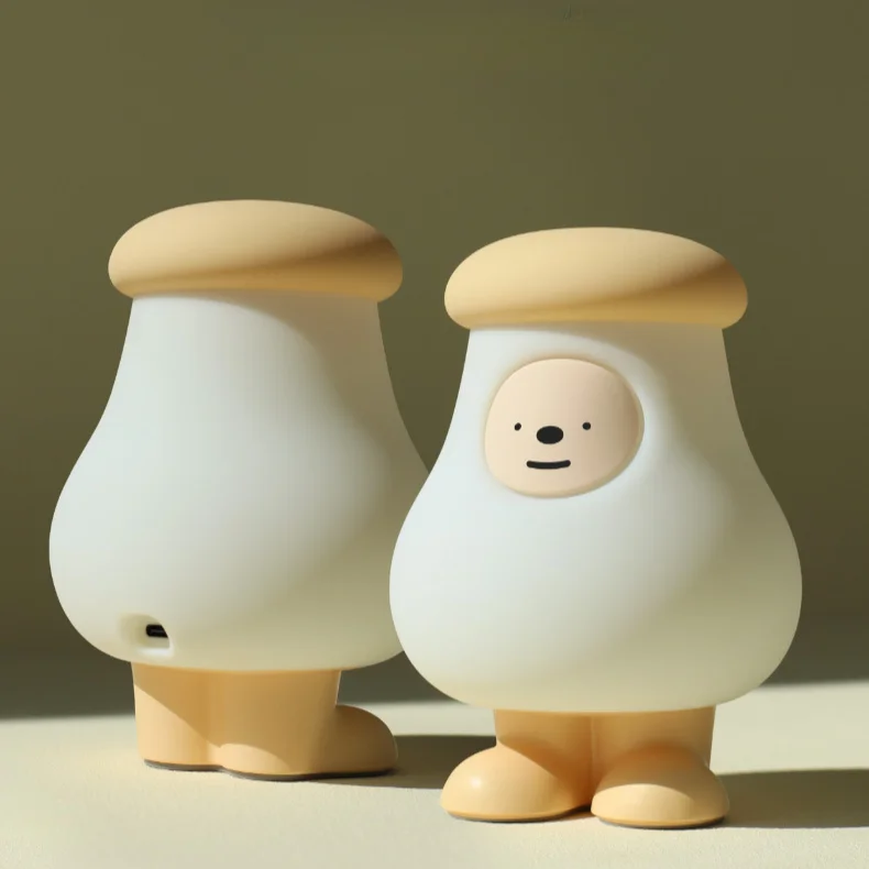 Creative Personality Cartoon Cute Big Head Mushroom Silicone Pat Light Bedroom Bedside Soft Light Simple Timed Sleep Light