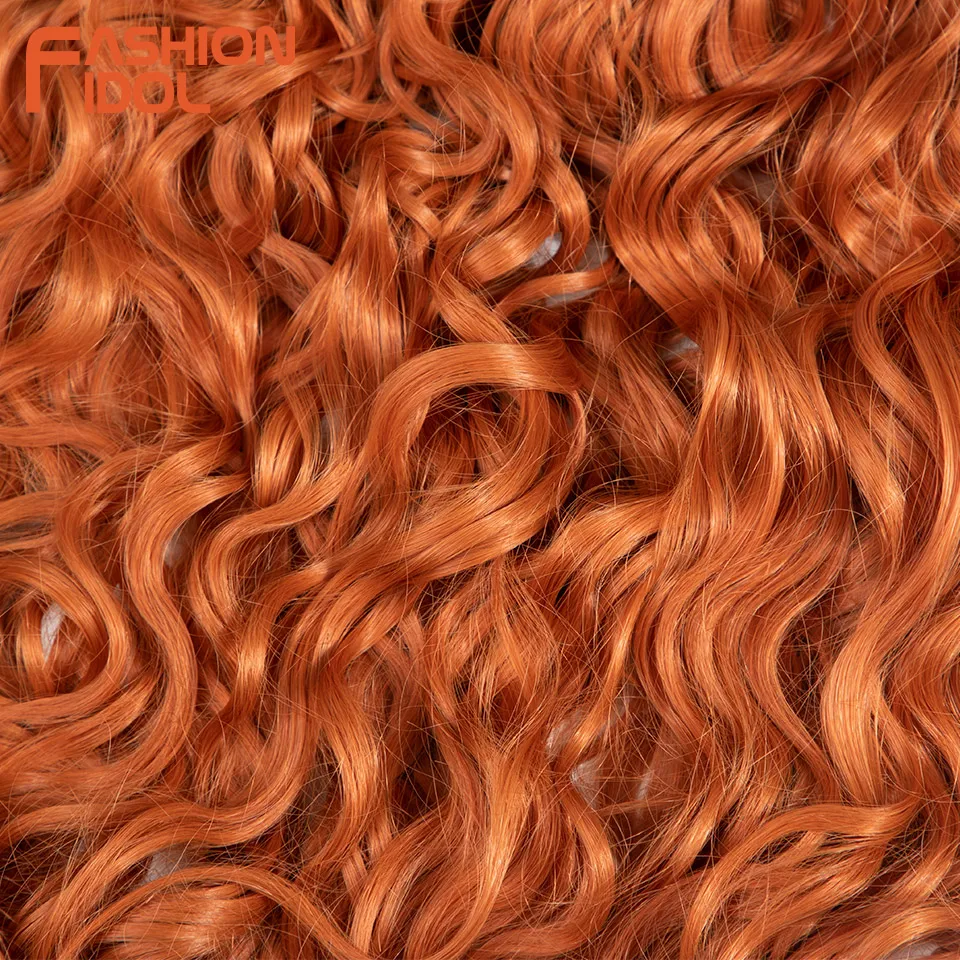 FASHION IDOL 24inch Braids Hair Angelina Hair Synthetic Deep Wave Crochet Hair For Women Ombre Orange Braiding Hair Extensions view 6