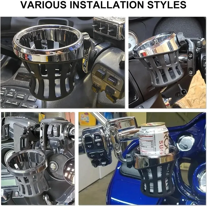 For Harley Road King Electra Glide Sportster Dyna Softail 1996 UP Motorcycle Handlebar Mounted Drink Cup Holder view 6
