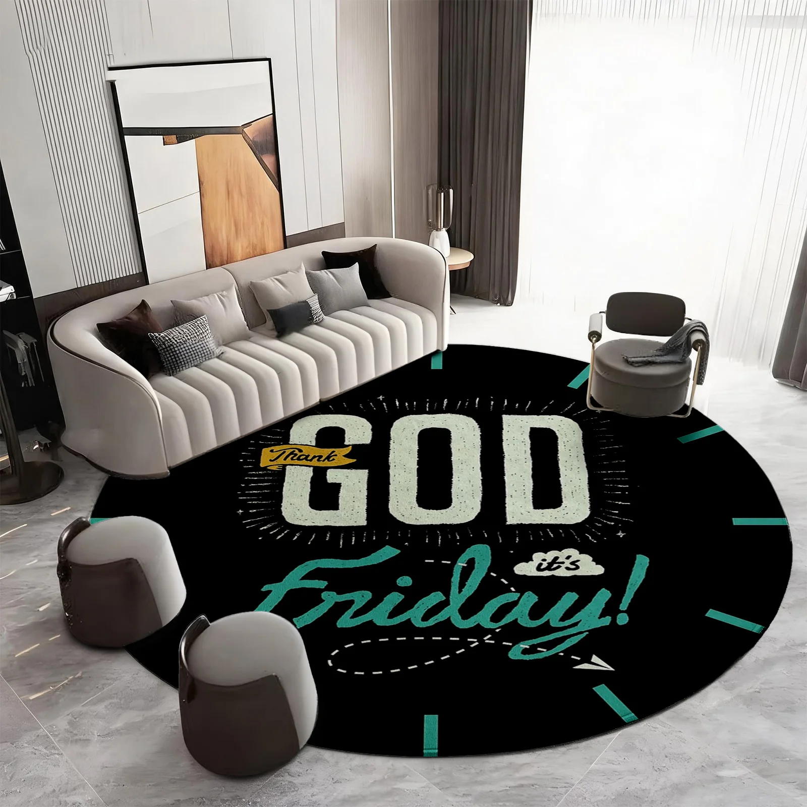 Novelty round black floor rug mat for living room decor home decor statement carpet entrance hall sofa area throw rug funny styl