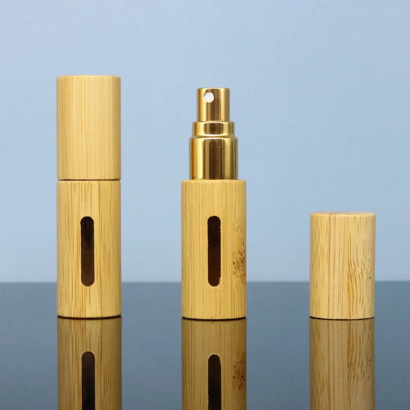 10ml Gold Bamboo Empty Spray Refillable Bottle Container Makeup Water Atomizer Bottle Empty Container Travel Bottle