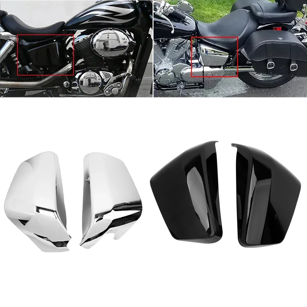 

Motorcycle Pair Chrome/Black Battery Side Cover Fairing For Honda Shadow ACE Aero Spirit VT400 VT750 2004-2013
