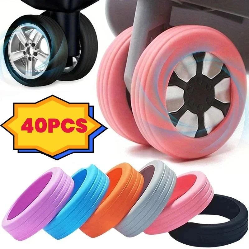 1/40pcs Luggage Wheels Protector Silicone Suitcase Roller Protective Sleeve Reduce Noise Cover Parts Kits Travel Accessories