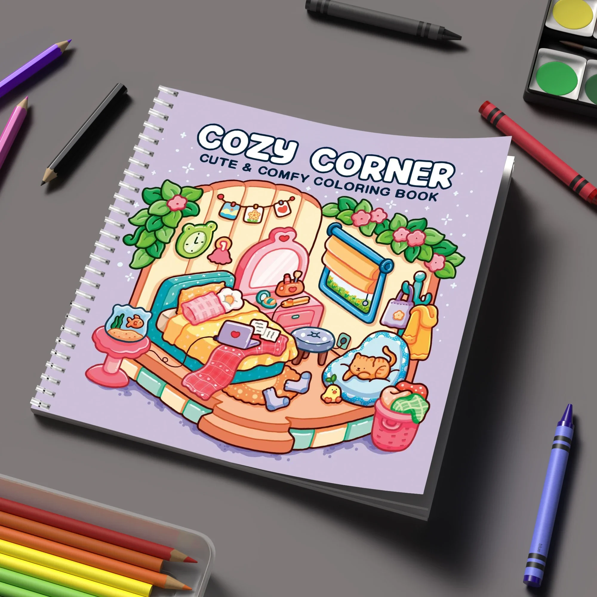 Cozy Corners Coloring Book for Adults, Cute Drawing Book, St
