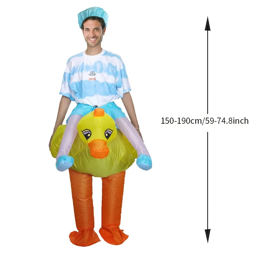 زي البطة الصفراء الرائع القابل للنفخ مثالي لعروض الحفلات والمتعة الخارجية ومناسب لجميع الأعمار