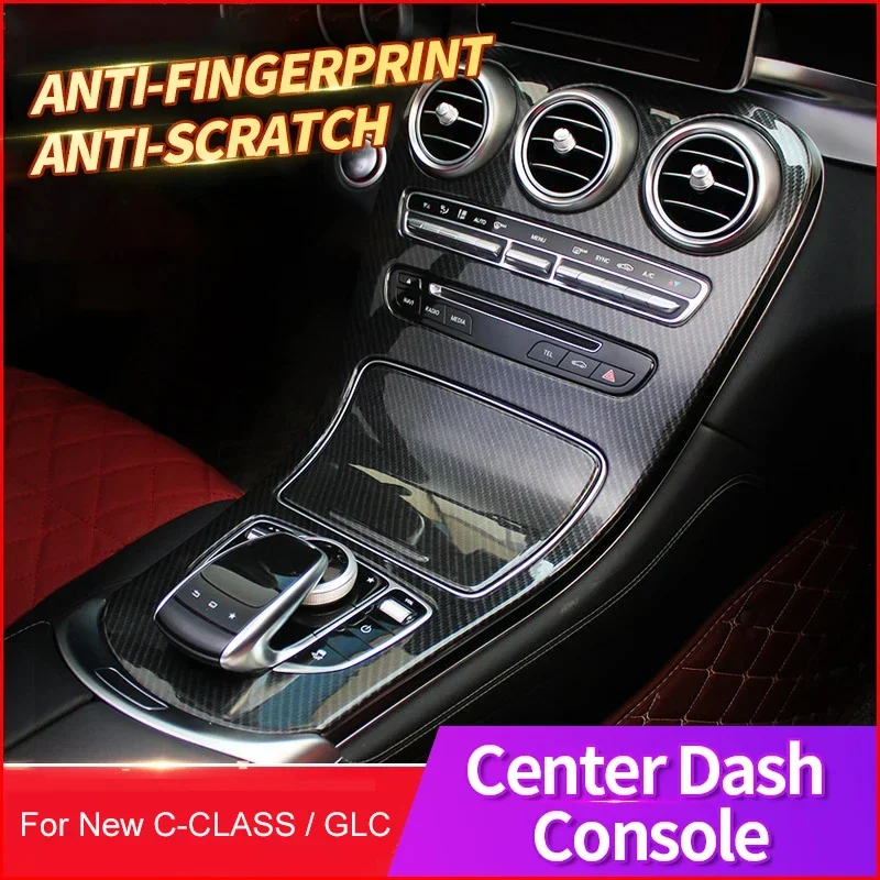 For Mercedes Benz C GLC Class W205 X235 Car Central Control Gear Shift Panel Covers Frame Interior Trim Sticker Car Accessories