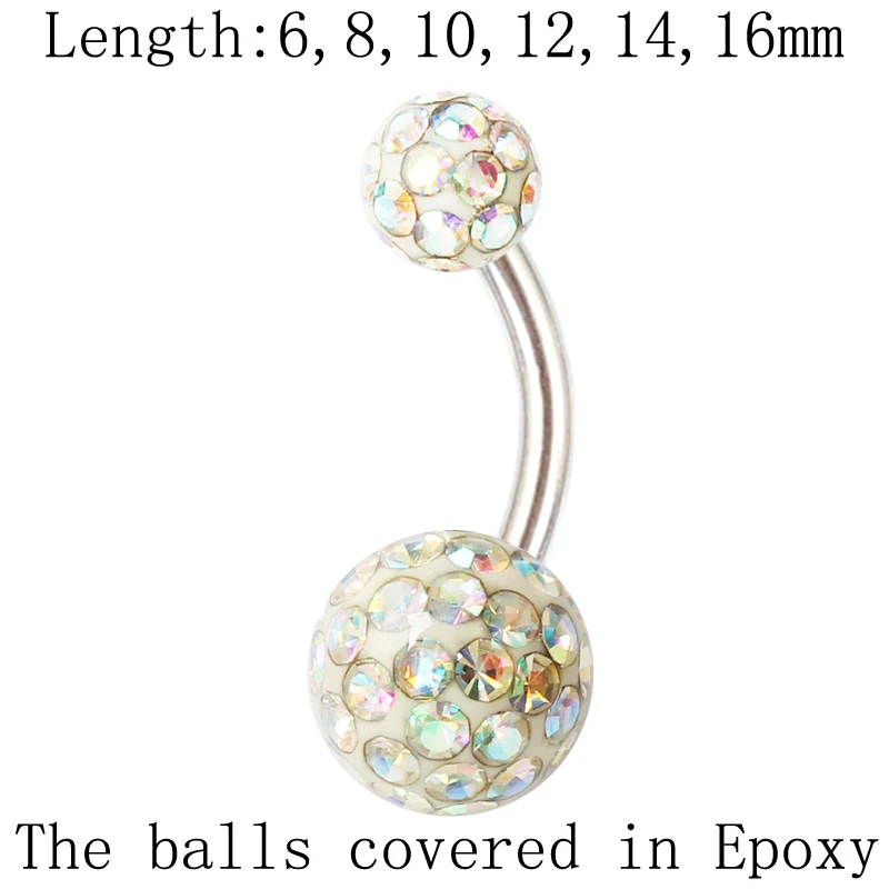 Belly button ring Simple ball classic Navel stud Spherical surface coated with glue 14 Guage stainless steel rod Body jewelry
