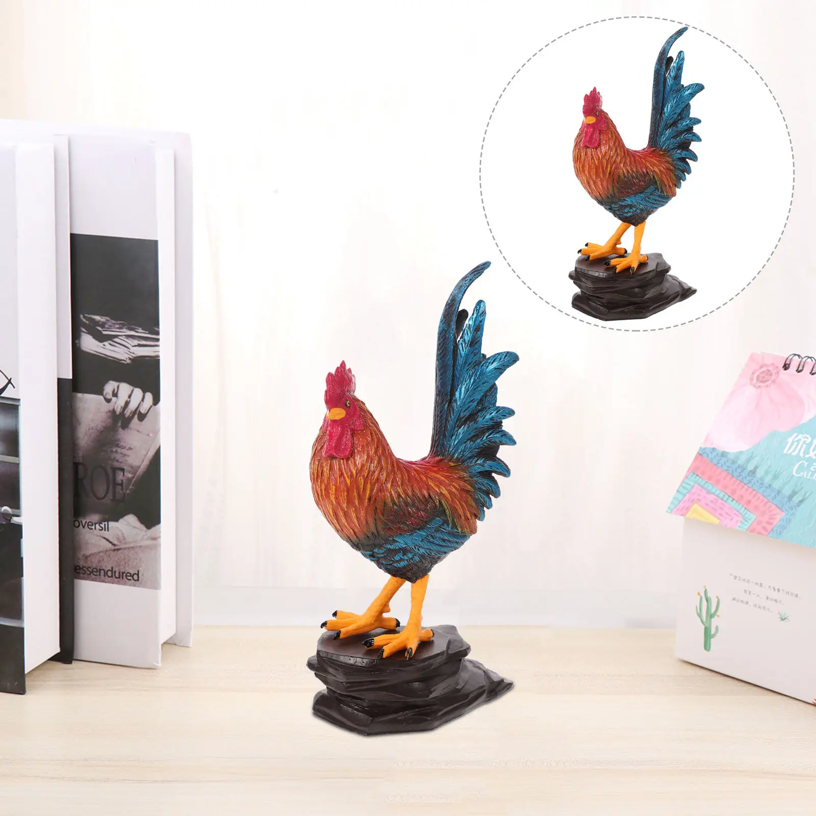 

1Set Rooster Statue Outdoor Decorative Plastic Rooster Ornament Realistic Color Vivid Garden Yard Landscape Layout Prop