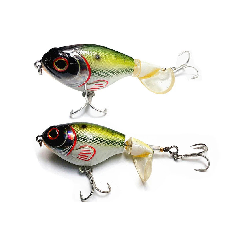 75mm 17g Topwater Popper Fishing Lures UV Luminous Whopper Artificial Hard Baits Glow Swimbait with Rotating Soft Tail Bass Pike view 6
