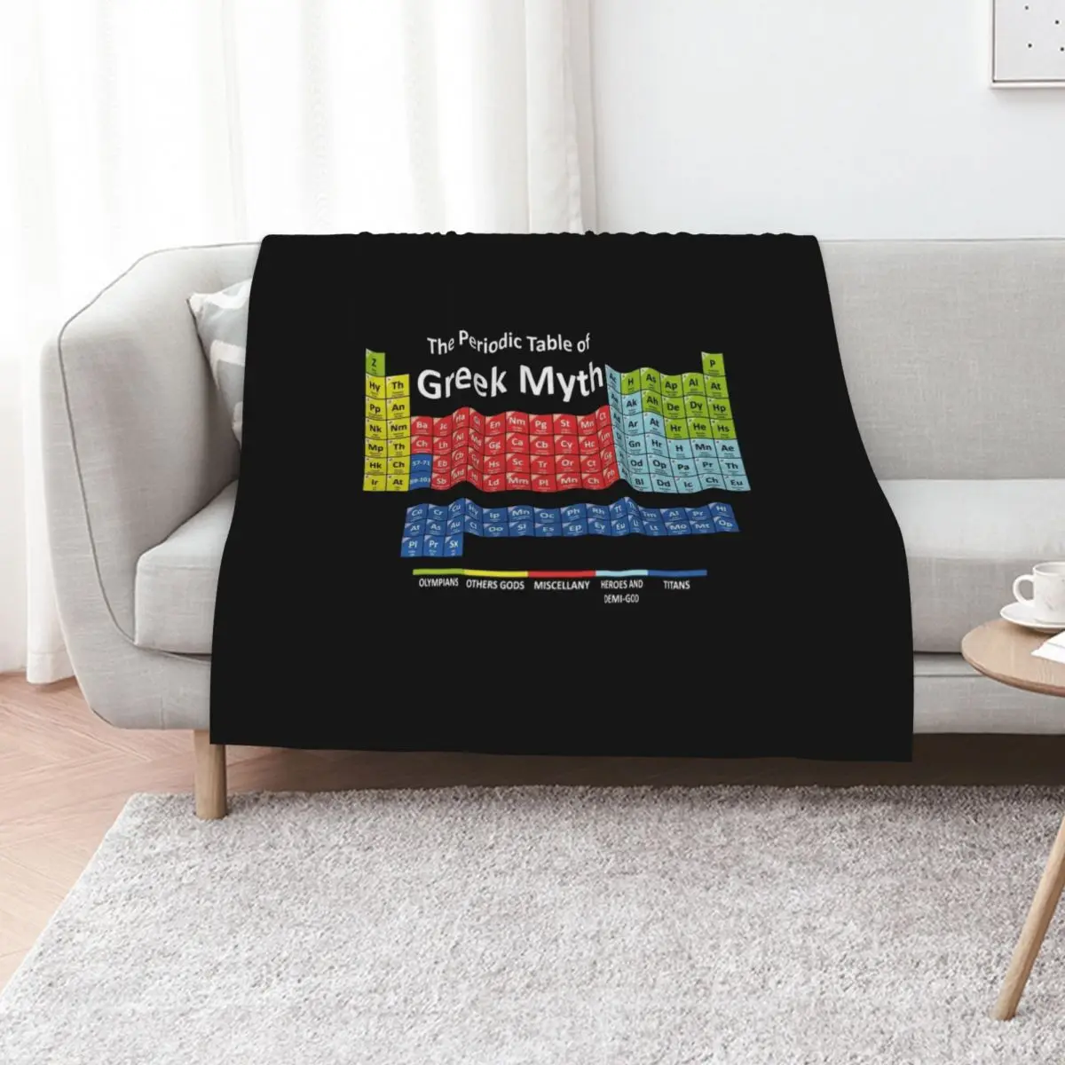 Periodic Table of Greek Mythology Throw Blanket Outdoor Soft Blanket for Picnic Beach Camping
