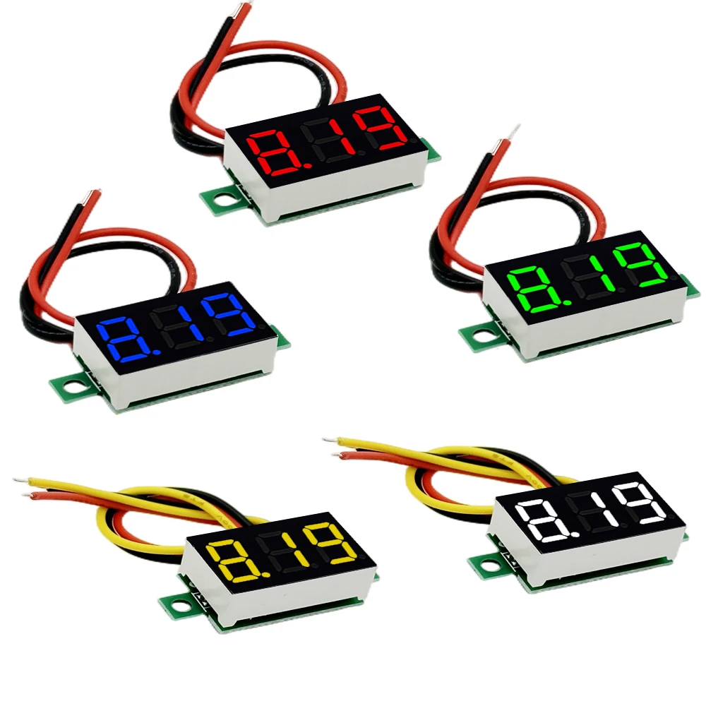 0.36 Red Blue Digital LED Mini Display Module DC2.5V-32V DC0-100V Voltmeter Voltage Tester Panel Meter Gauge for Motorcycle Car