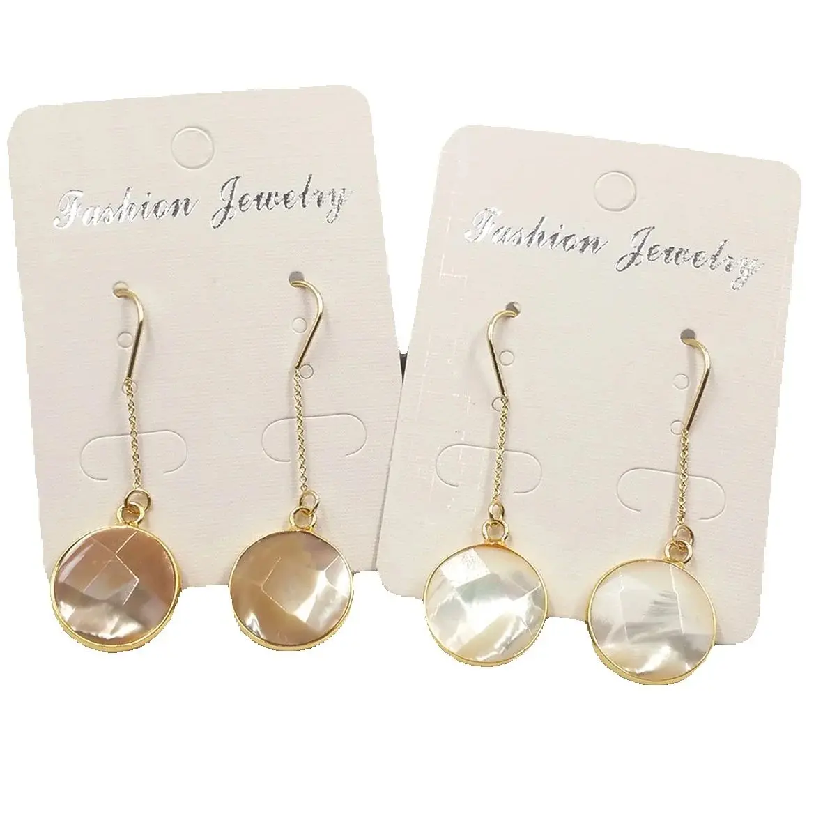 WT-E600 WKT Natural Shell Earrings Round Shape 18k Gold Electroplated Vintage Daily Simple Jewelry Gift For Lady