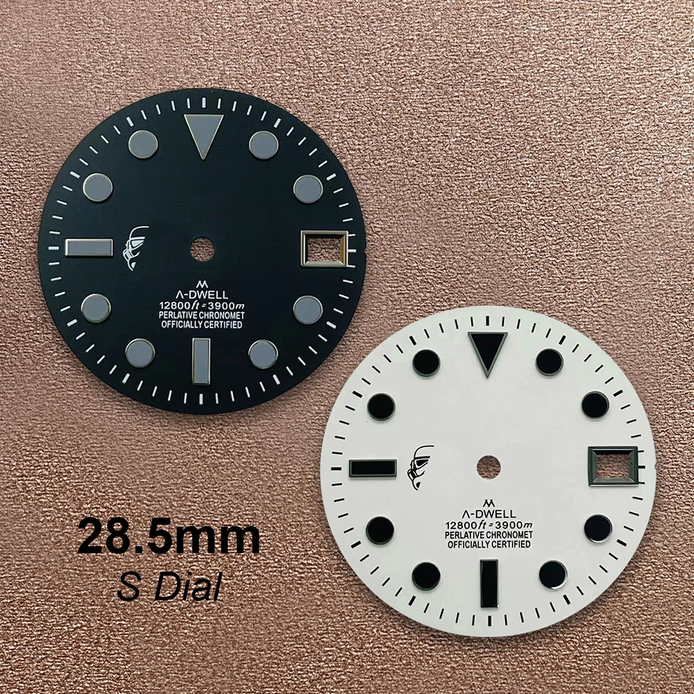 

28.5mm S Logo Knight Dial Suitable For NH35/NH36/7S/4R Movement Luminous Black/White Quality Watch Modification Accessories