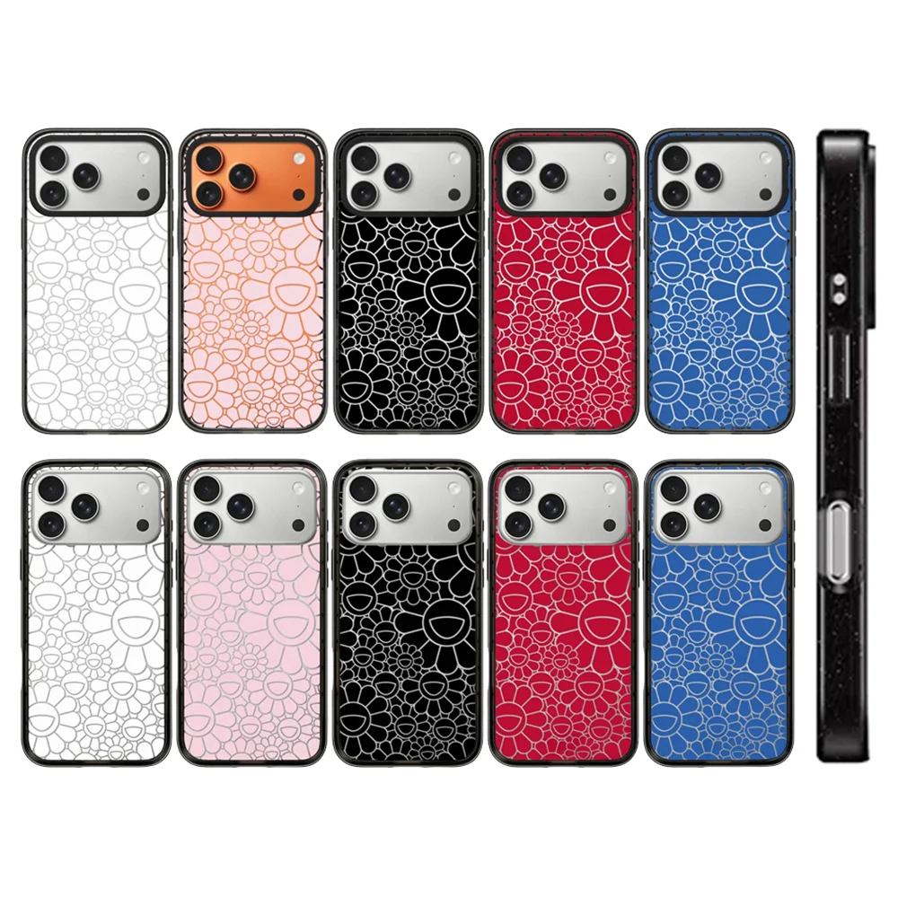 

CASE Line Flowers Impact / Compact Border Cover for IPhone 17 16 15 14 Pro Max 17Pro - Protective Magnetic Case