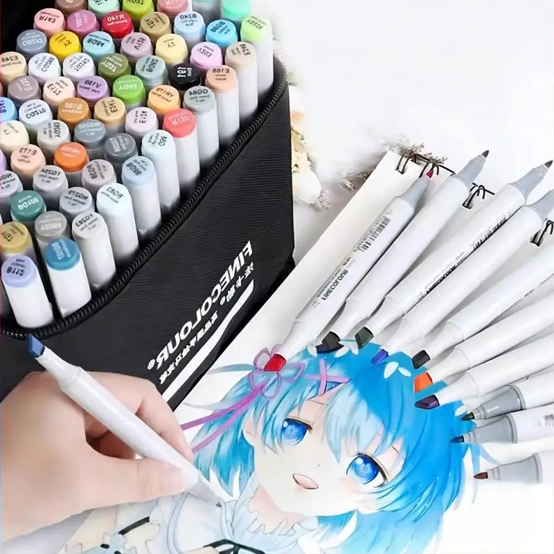 EF101 8 12 20 24 30 36 40 Pcs Alcohol Based Ink Calligraphy Marker Double-Headed Brush Art Markers for Drawing