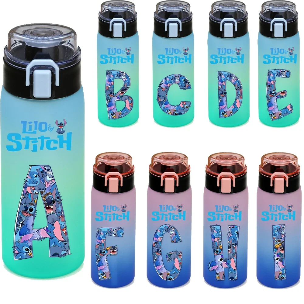 

500ML Disney Stitch Letter A-Z Printed Water Bottle Large Boy Child Drinking Gourd Portable Anime Outdoor Sport Water Cup Bottle