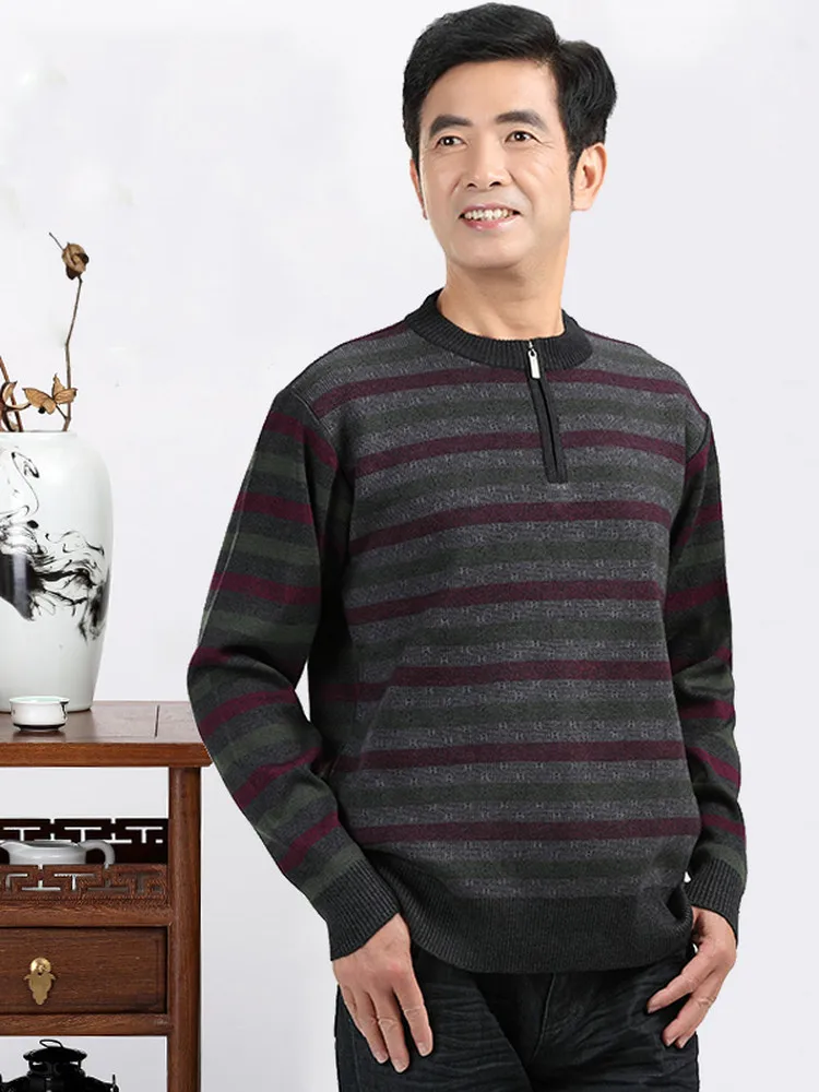 

Вязаный длинный свитер Thiened на молнии для мужчин среднего возраста и лет, теплый ботинговый иpa Top Faion Urban Sle