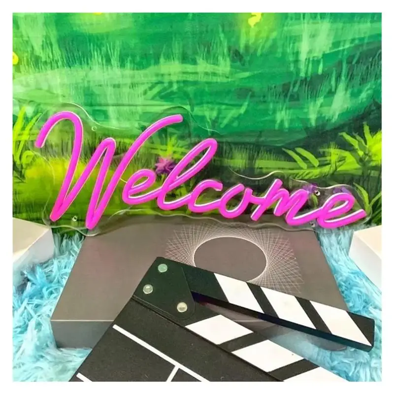Welcome Neon Sign USB Powered Dimmable Light For Store Restaurant Window Decor 16cmx40cm
