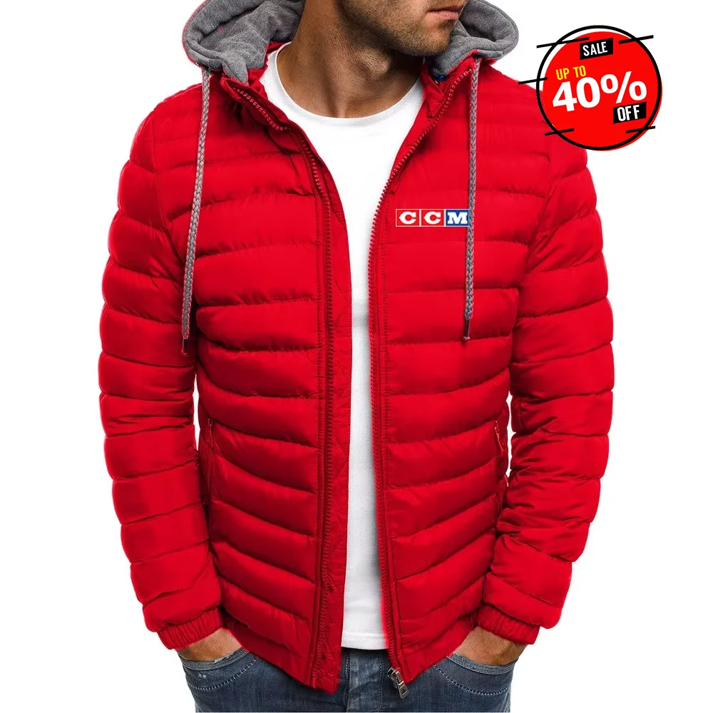 2025 جديد الرجال CCM طباعة الباردة الوقاية الدافئة مقنعين البريدي أسفل معاطف الخريف الشتاء بلون شعبية مريحة سترات قطنية #1